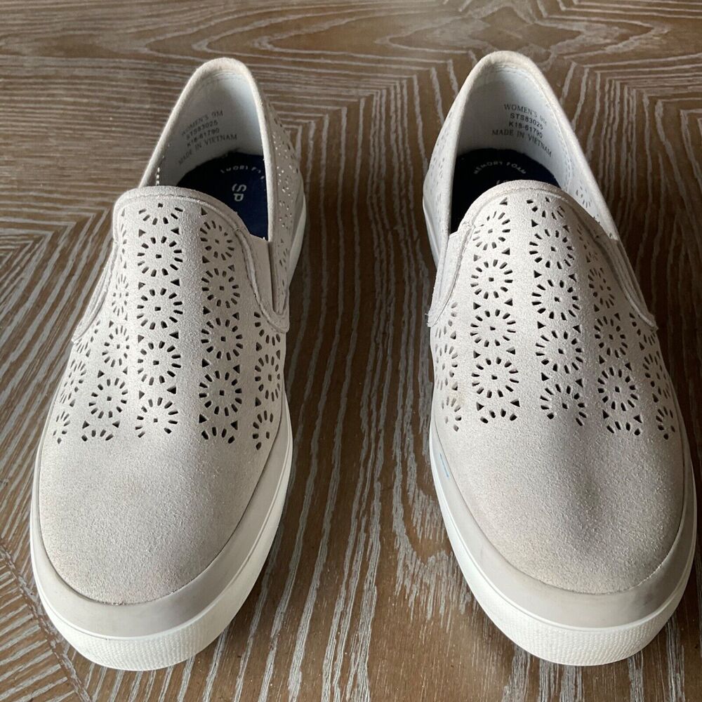 Sperry Seaside Perforated Gray Slip-on Sneaker Womens 9M EUC - Picture 15 of 15